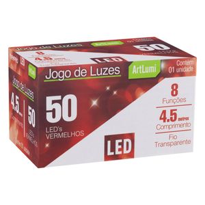 Pisca 50 Leds Vermelho Newpro com Fio Transparente