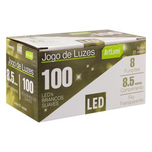 Pisca 100 Leds Branco Suave 8 Funções Newpro Fio Transparente