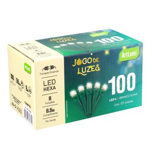 Pisca 100 Leds Hexa Newpro com Emenda Branco Suave