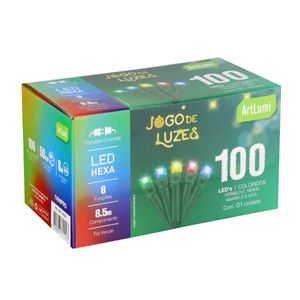 Pisca 100 Leds Hexa com Emenda Newpro Vermelho e Amarelo