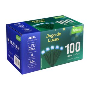 Pisca 100 Leds Azul Newpro Hexa com Emenda