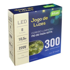 Cordão Luminoso de Gotas Newpro Branco Suave 10m 300 Leds