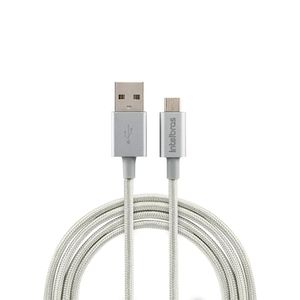 Cabo Micro Usb de Nylon Intelbras Branco 1,5m