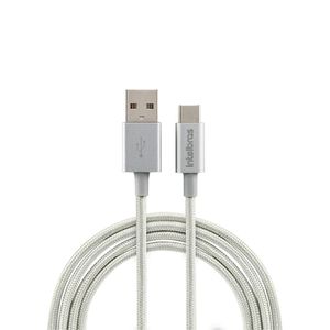 Cabo Usb Tipo C de Nylon Intelbras Branco 1,5m