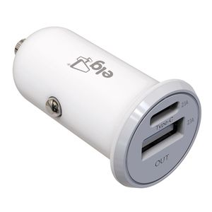 Carregador Veicular Tipo C + USB 2.1A Elg Branco