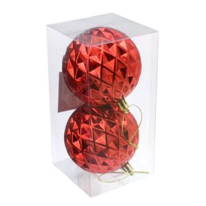 Conjunto Bola de Natal Lily Vermelha Powner 8cm com 2 peças