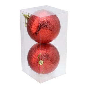 Conjunto Bola de Natal Luna Vermelha Powner 8cm com 2 peças