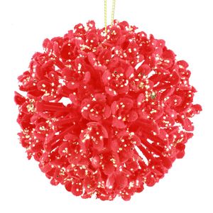 Conjunto Bola de Natal Pinha Vermelho Powner 8cm com 2 peças