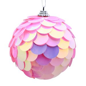 Conjunto Bola de Natal Escama Rosa e Azul Powner 8cm com 2 peças