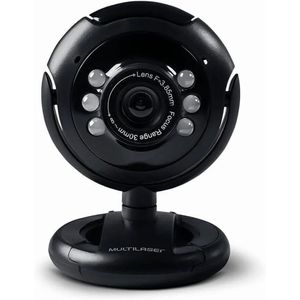 Webcam Standard 480p 30fps Multilaser Led Noturno com Botão Snapshot Microfone Conexão Usb