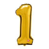 Balão Metalizado N º 1 Dourado 40cm São Roque