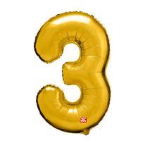 Balão Metalizado N º 3 Dourado 40cm São Roque