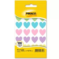 Etiqueta Escolar Coração Cor Pastel Pimaco com 100 peças