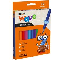 Lápis de cor Bazze Wave Jumbo com 12 unidades