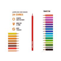 Lápis de Cor Wave Sextavado Bazze com 24 unidades