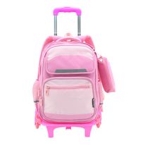 Mochila de Rodinhas com Estojo Rosa Newpro  49cm