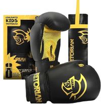 Conjunto Infantil Luva e Saco de Pancada Pretorian Preto e Amarelo