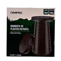 Banqueta Plástica Retrátil  Newpro Preta 25cm x 25cm