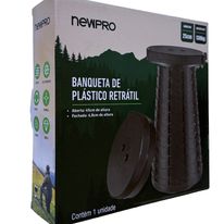 Banqueta Plástica Retrátil  Newpro Preta 25cm x 25cm