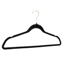 Conjunto de Cabide de Veludo Preto e Dourado Newpro 5 Peças