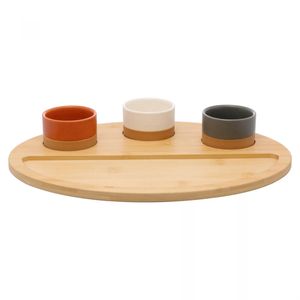 Conjunto 3 Pestiqueiras com Bandeja de Bambu Lyor 33cm x 25cm