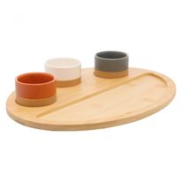 Conjunto 3 Pestiqueiras com Bandeja de Bambu Lyor 33cm x 25cm