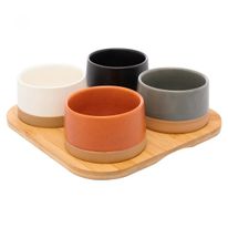 Conjunto 4 Pestiqueiras com Bandeja de Bambu Lyor 22cm x 5,5cm