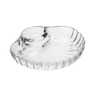 Petisqueira de Vidro com divisória para Molho Shell Wolff 21,5cm x 19,5cm