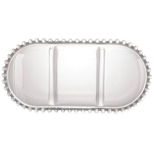 Petisqueira de Cristal com divisória Pearl Wolff 30cm x 15cm