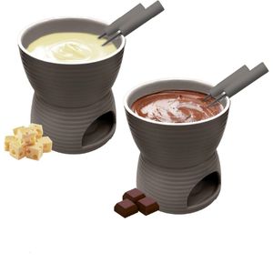 Conjunto Fondue Porcelana Lines Wolff Cinza com 6 peças