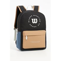 Mochila em Poliéster Wilson Preta e Azul