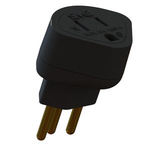 Adaptador Para Tomada 2 Pinos + Terra Daneva Preto 10A
