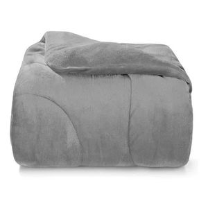 Edredom Casal Plush Hedrons Cinza 2,20m x 2,35m