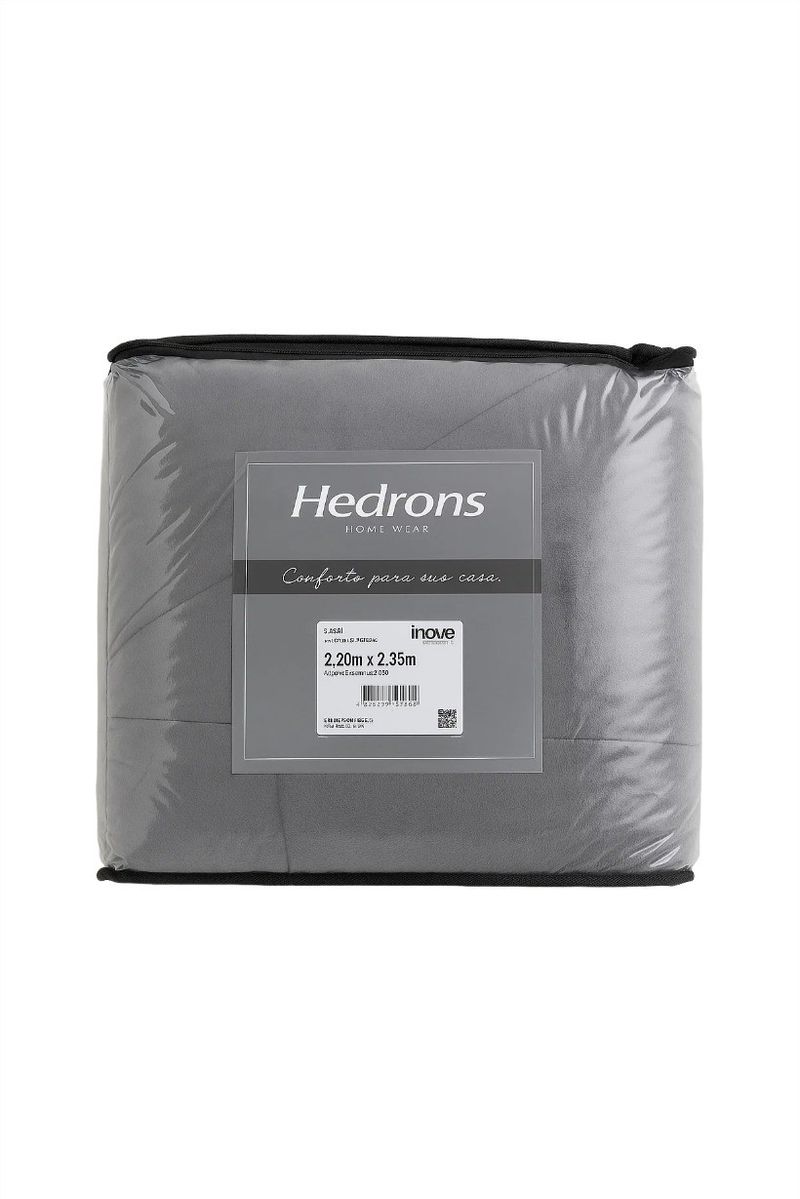 Edredom-Casal-Plush-Hedrons-Cinza-220m-x-235m-156830