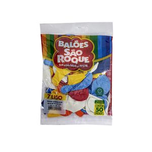 Balão Liso Sortido São Roque N.° 7 com 50 unidades