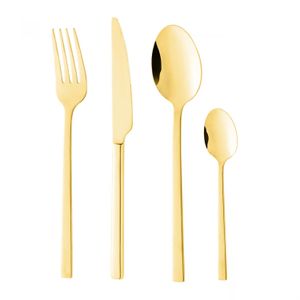 Faqueiro de Inox Firenze Dourado Wolff com 24 peças