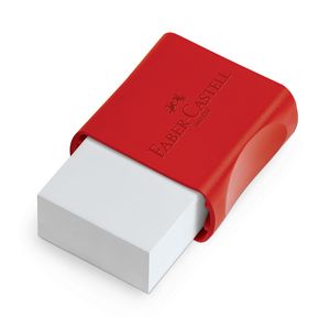 Borracha Escolar com Capa Protetora Faber Castell Pequena Vermelha