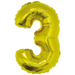 Balão Metálico Dourado Número 3 Silver 16" 40cm