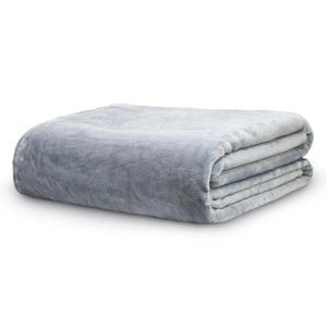 Manta Casal Poliéster Velour Cinza 180cm x 220cm Camesa