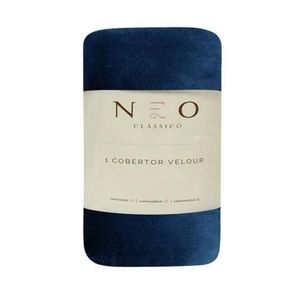Manta Velour Queen Camesa Azul Marinho