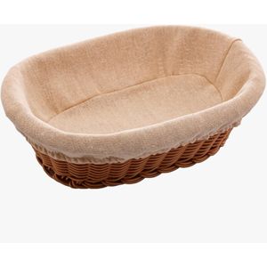 Cesta Oval de Rattan Plástico com Forro em Tecido Lyor 27cm x 20cm