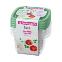 Conjunto Pote de Plástico Quadrado Sanremo 360ml