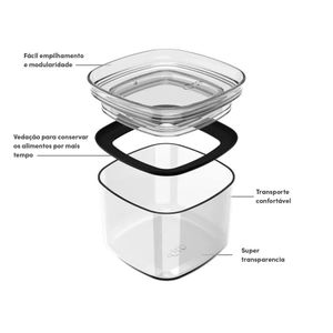 Pote Hermético de Plástico Block OU Quadrado 0,45l