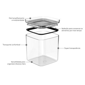 Pote Hermético de Plástico Block Maxxi OU Quadrado 2,3l