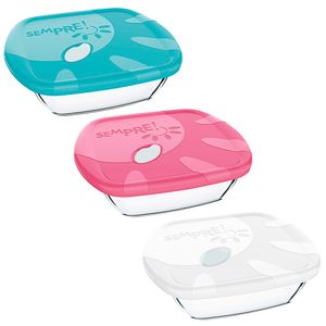 Assadeira de Vidro Quadrada com Tampa Sempre 730ml ( Produto Sortido)