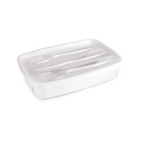 Porta Talheres Com Tampa Plasútil Branco 3 Divisórias