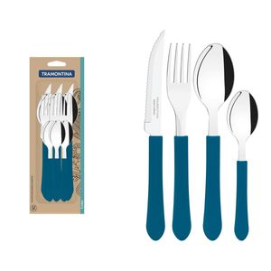 Faqueiro de Inox Leme Azul Tramontina com 12 peças