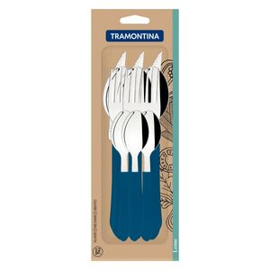 Faqueiro de Inox Leme Azul Tramontina com 12 peças