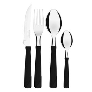 Faqueiro de Inox New Kolor Preto Tramontina com 24 peças