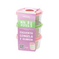 Conjunto de Pote Redondo Plasvale 3 peças 1l